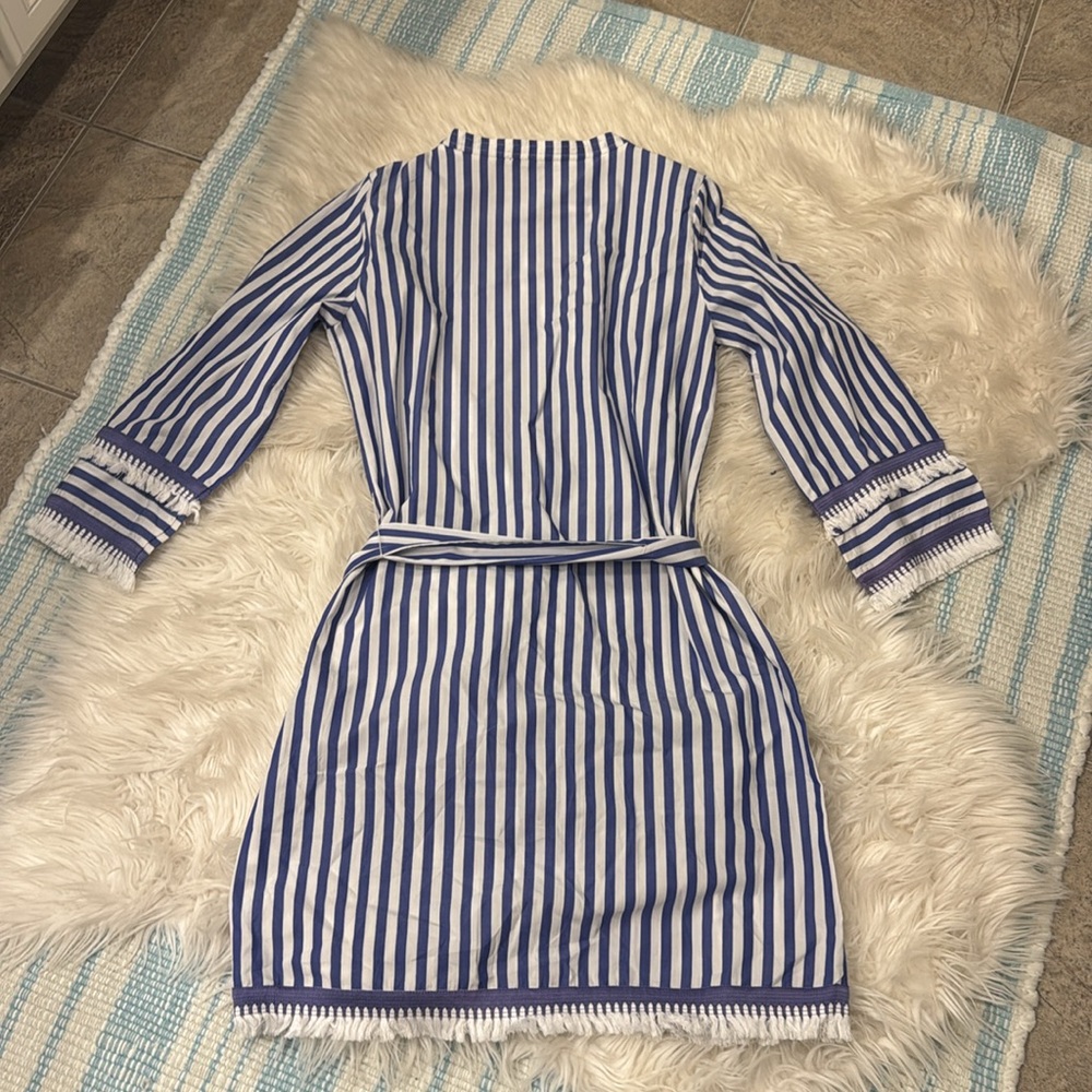 J.Crew Purple and White Striped Dress with Belt - Picture 8 of 8